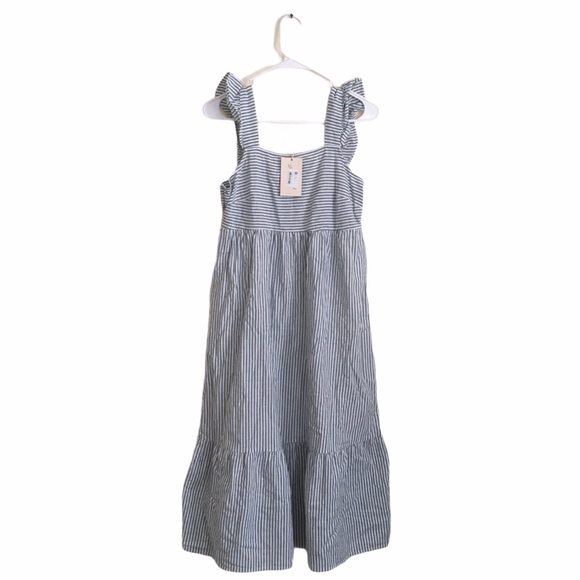 Women's Striped Ruffle Sleeveless Dress Universal Thread XS Blue NWT - Picture 4 of 8